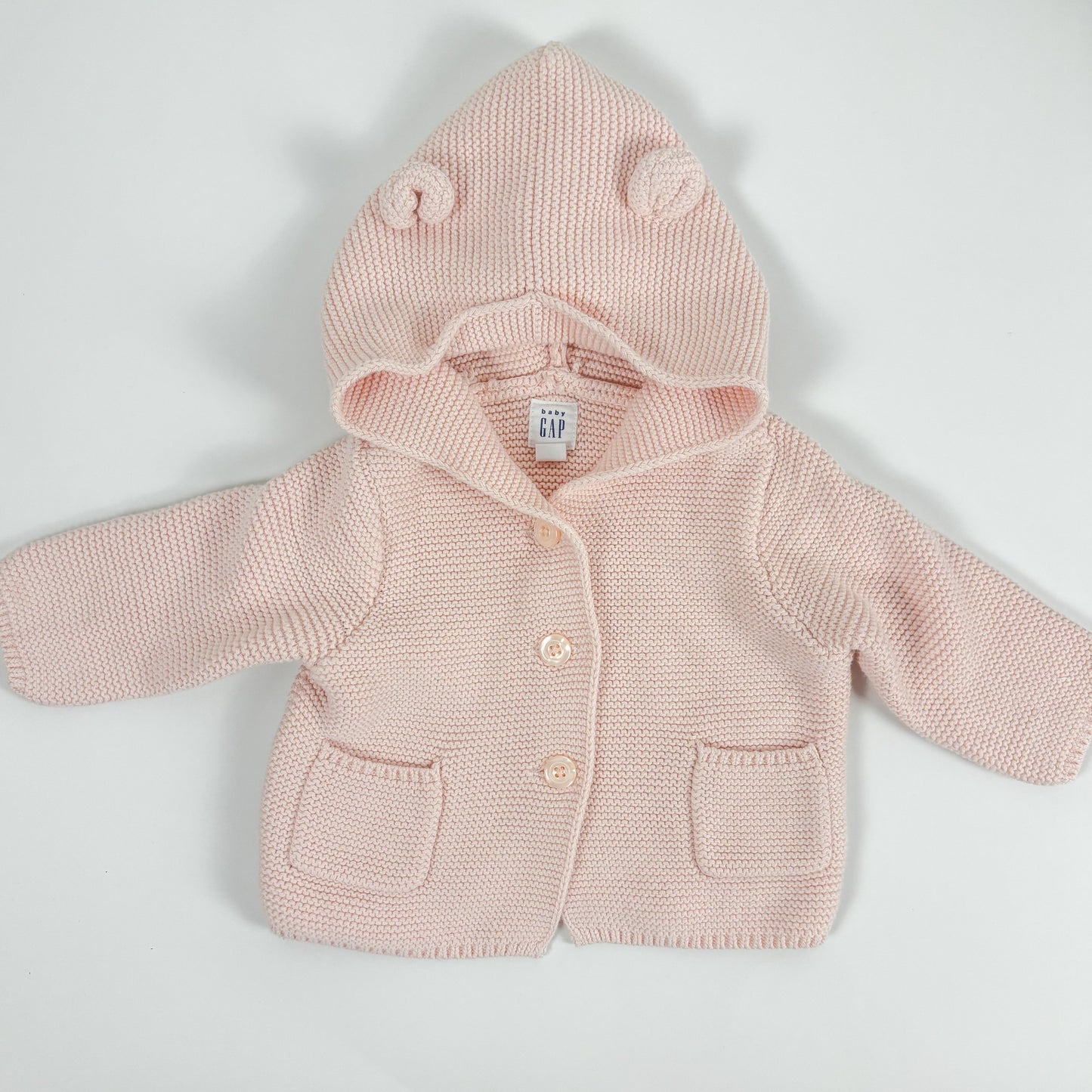 Pink Bear Ear Cardigan (3-6M)