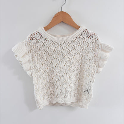 White Cropped Crochet Top (8-10Y)