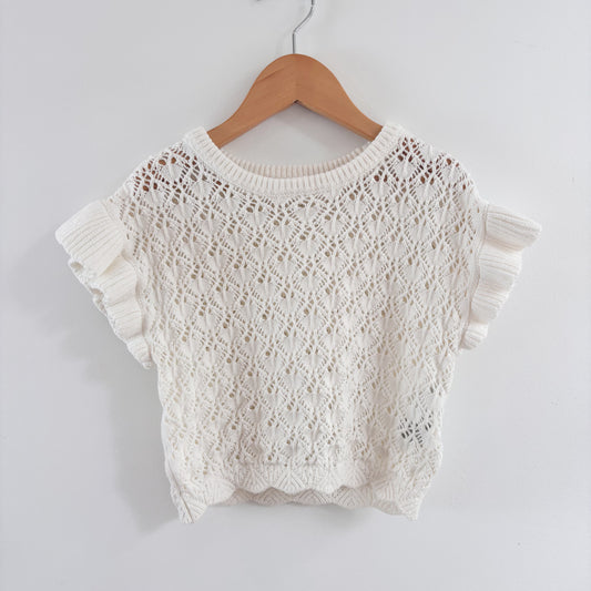 White Cropped Crochet Top (8-10Y)