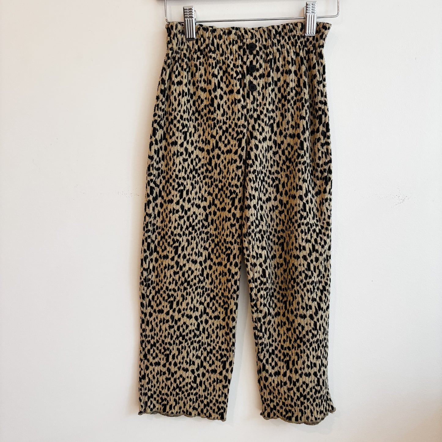 Animal Print Ribbed Wide Leg Pants (6Y)