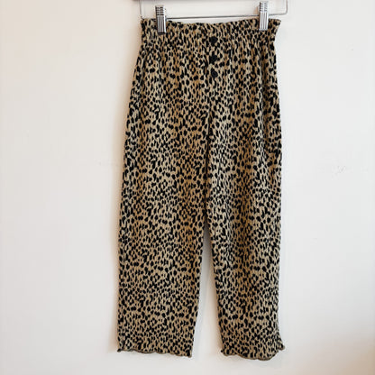 Animal Print Ribbed Wide Leg Pants (6Y)