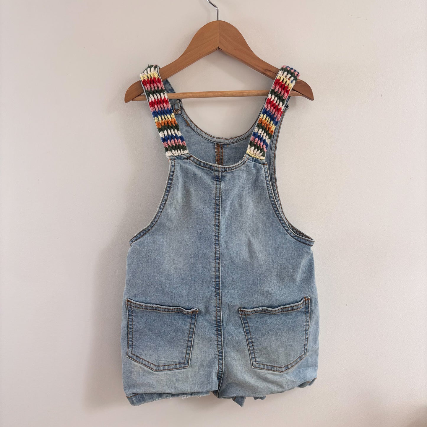 Denim Shortalls with Woven Straps (7Y)