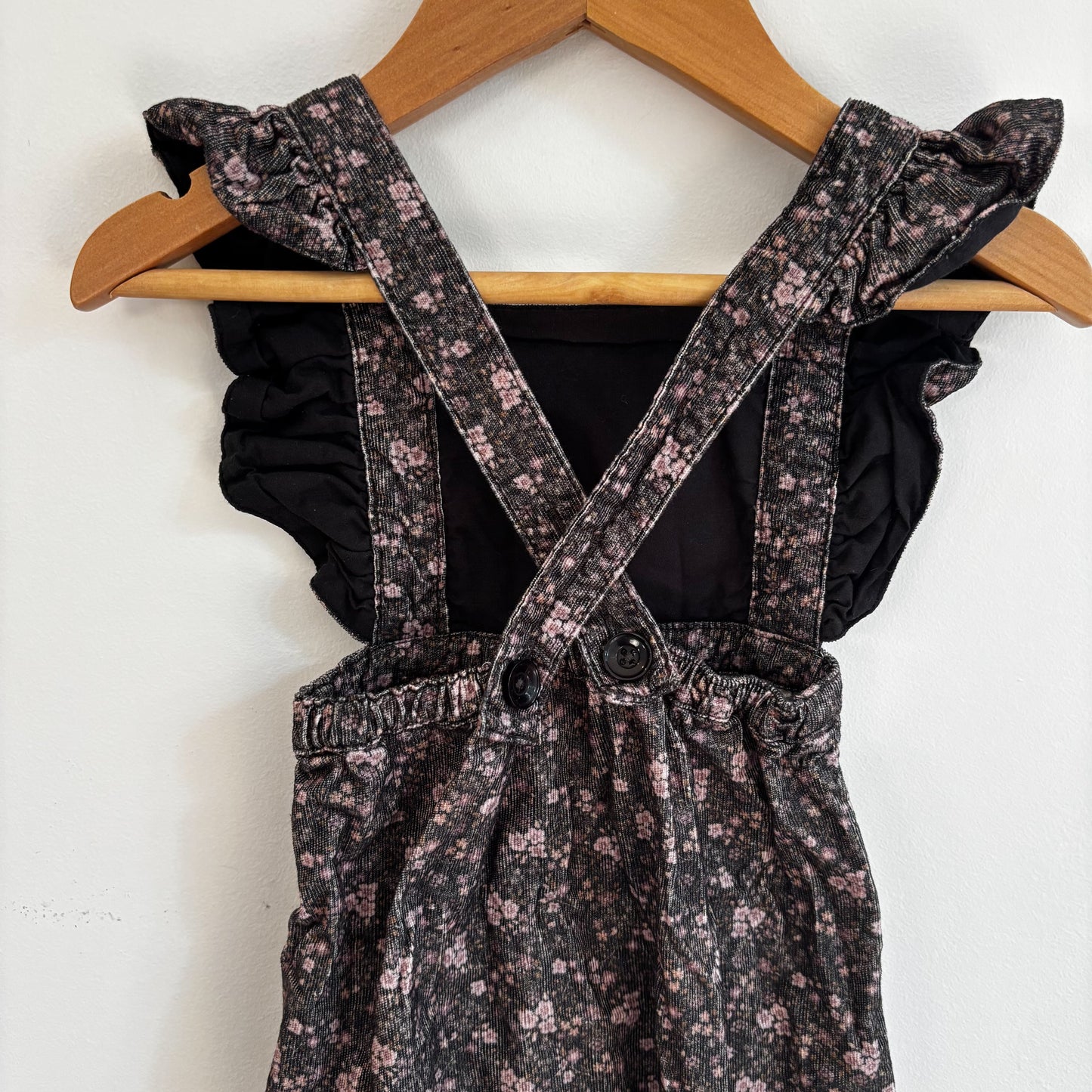Fine Corduroy Floral Overalls (6-12M)