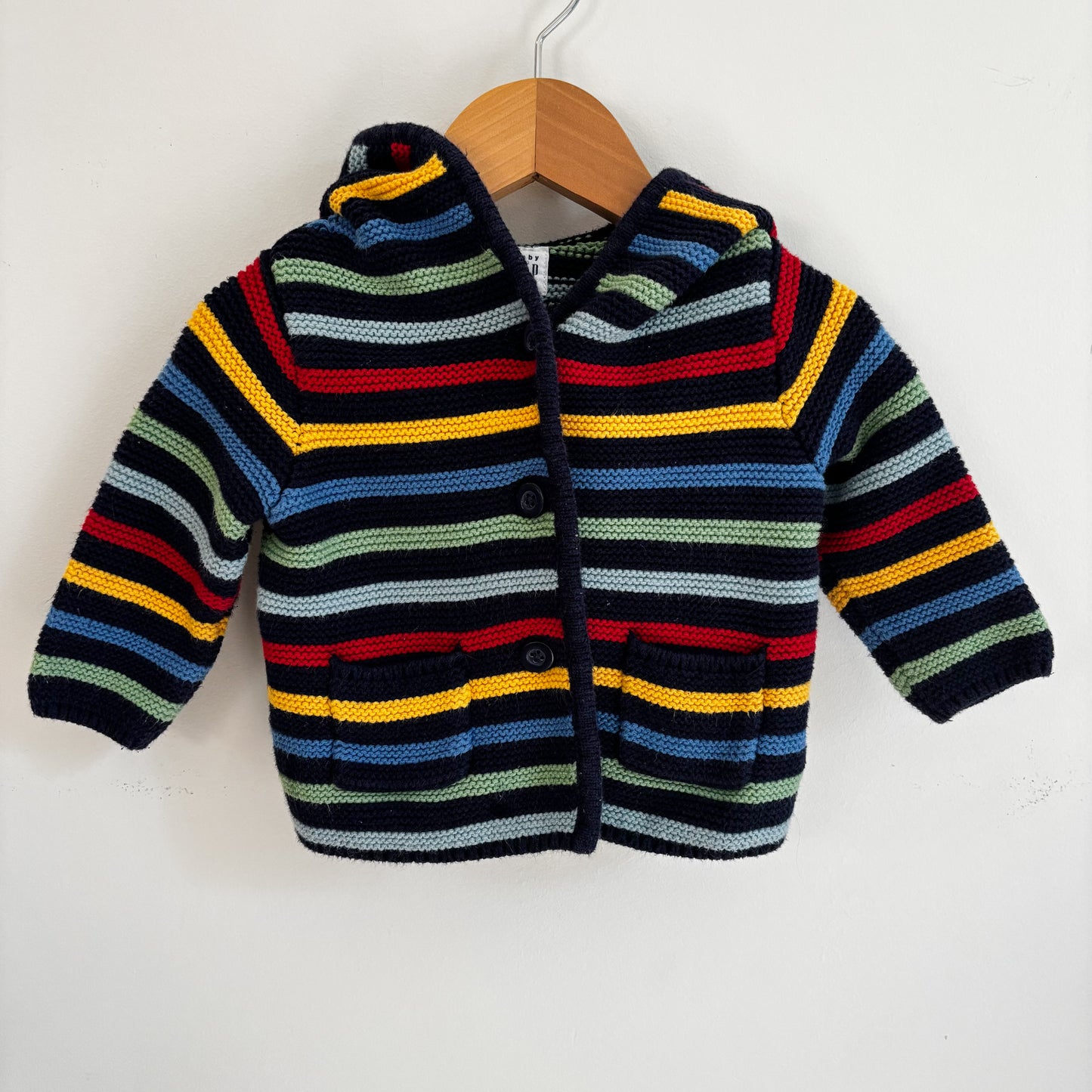 Striped Bear Ear Sweater (3-6M)