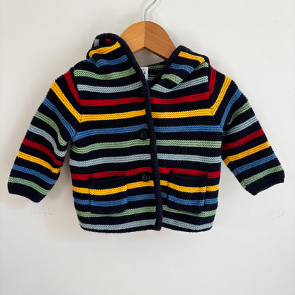 Striped Bear Ear Sweater (3-6M)