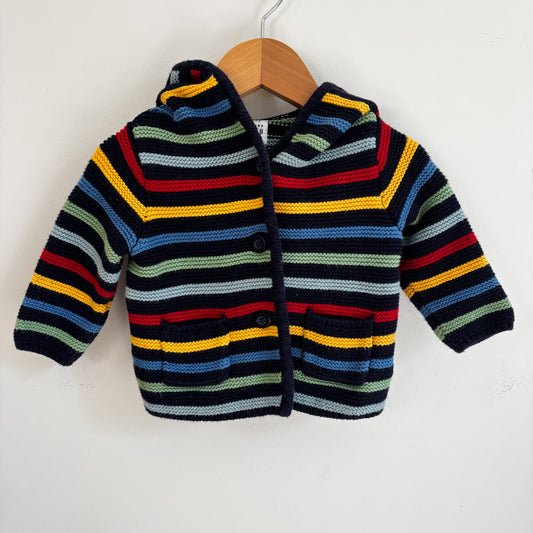 Striped Bear Ear Sweater (3-6M)