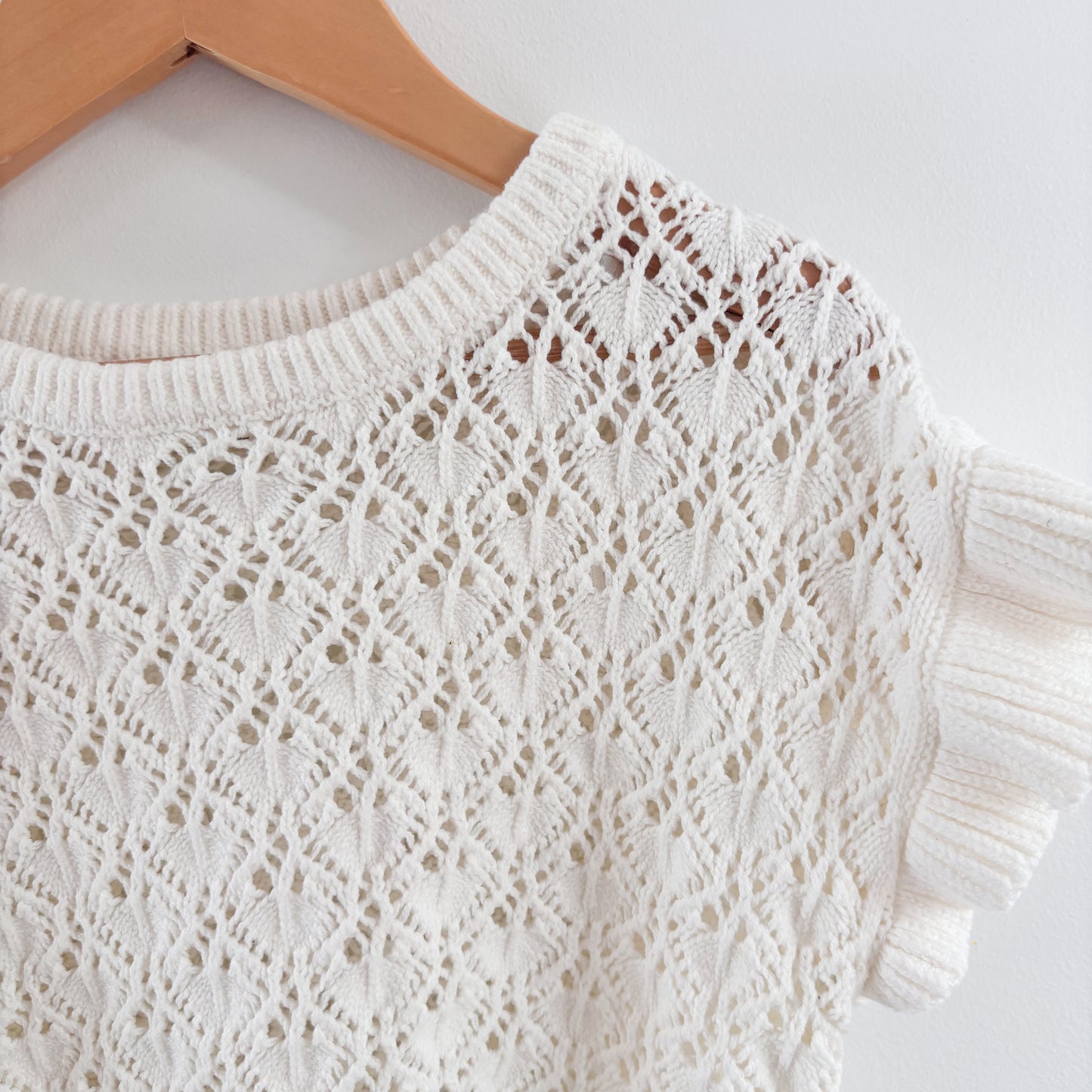 White Cropped Crochet Top (8-10Y)