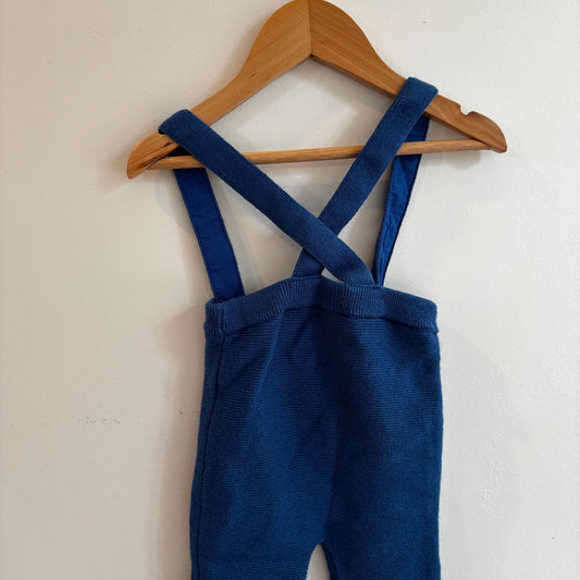 Wool Blend Knit Blue Overalls (12M)