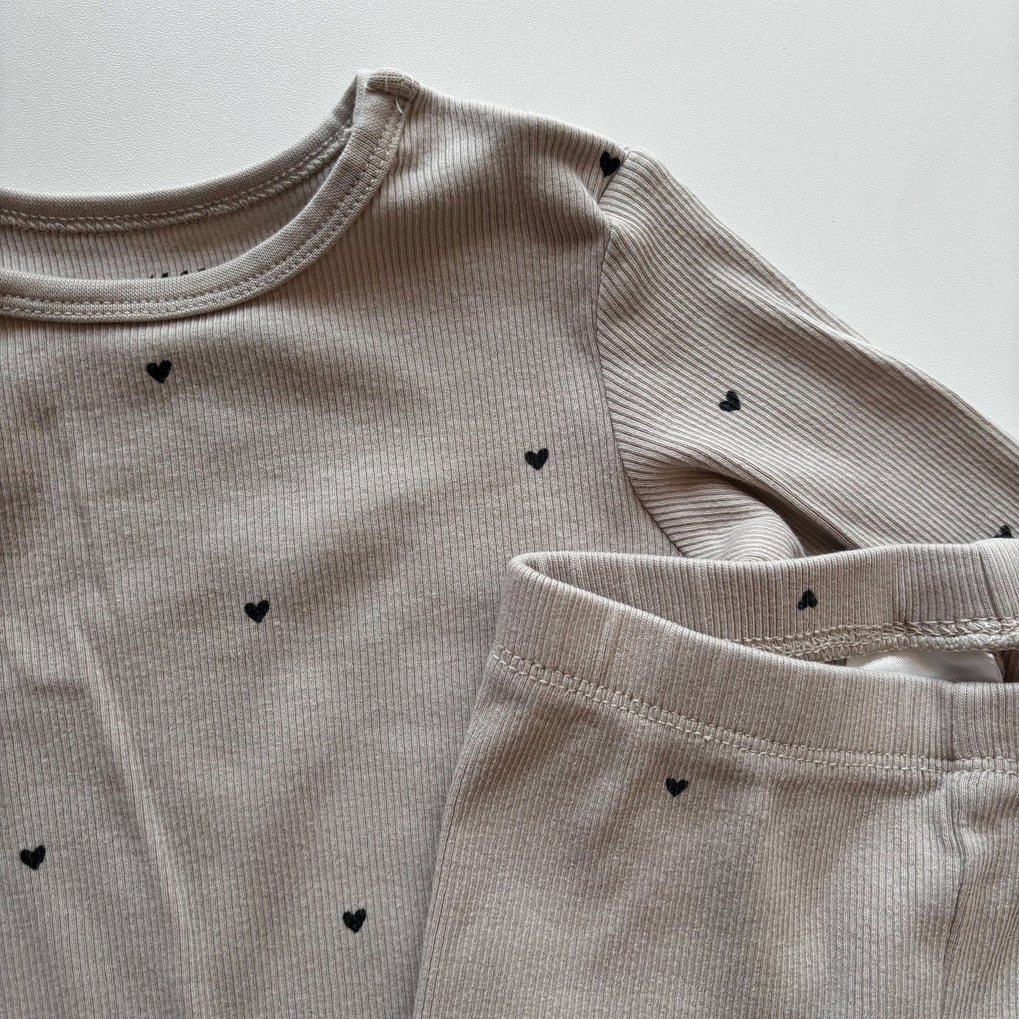 Heart Print Ribbed Set (9-12M)