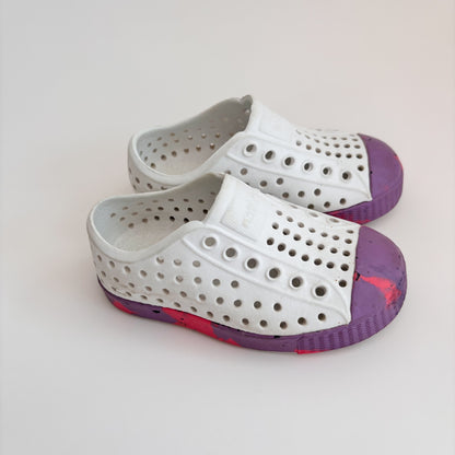 White and Purple Slip On Shoes (C6)