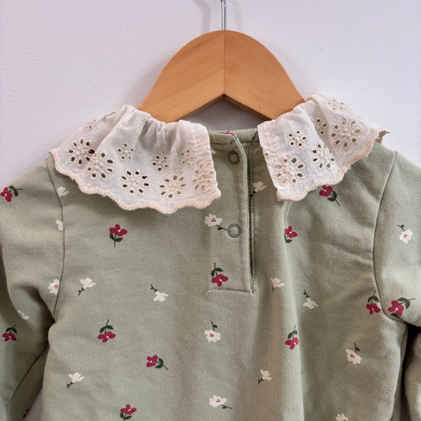Green Floral Romper (9-12M)