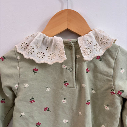 Green Floral Romper (9-12M)