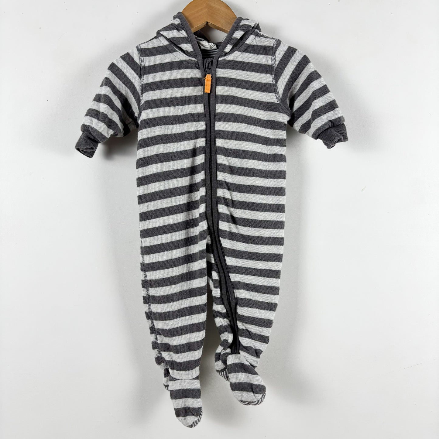 Striped Footed Romper (2-4M)