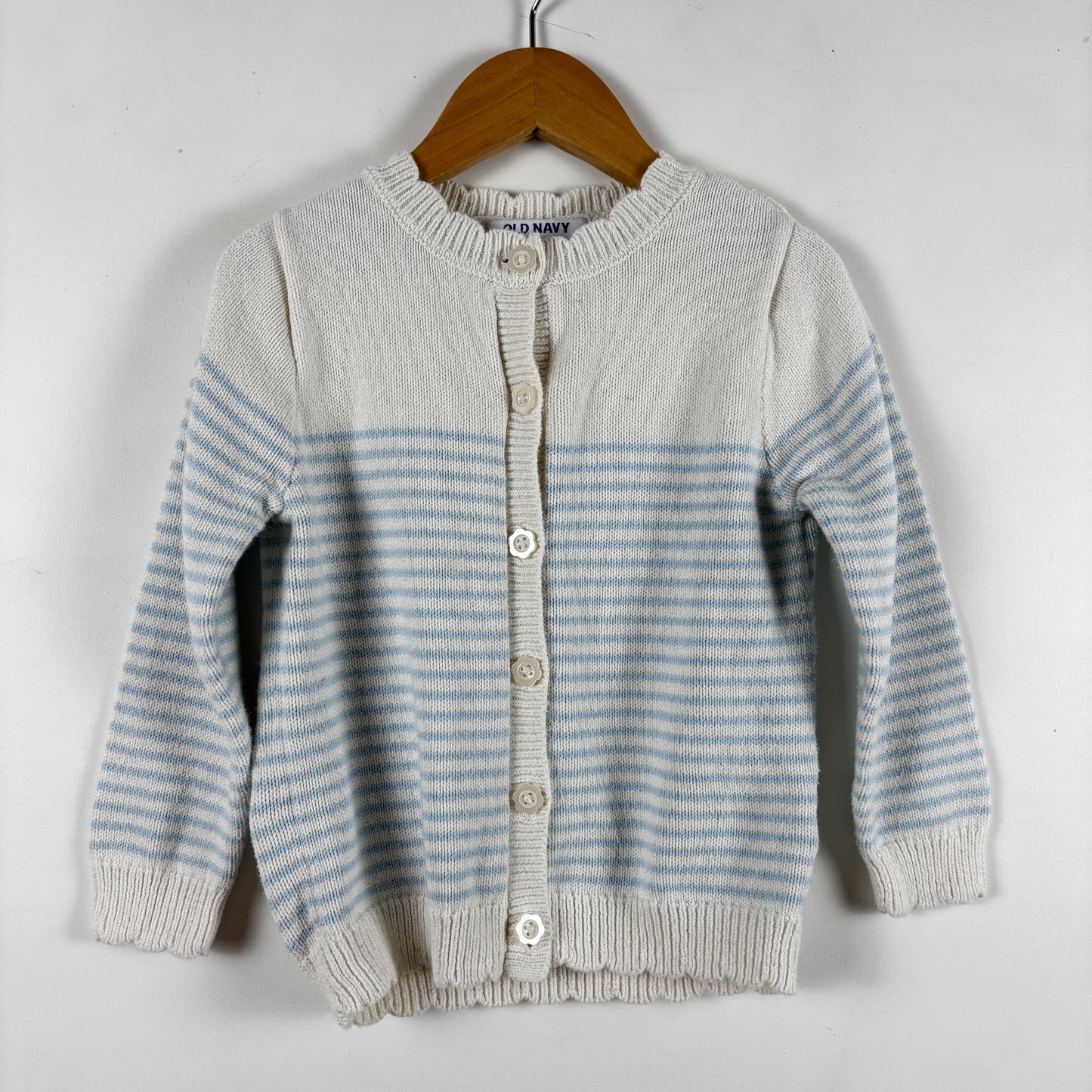 Blue & Cream Striped Cardigan (4T)