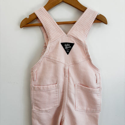 White & Pink Striped Soft Overalls (18-24M)