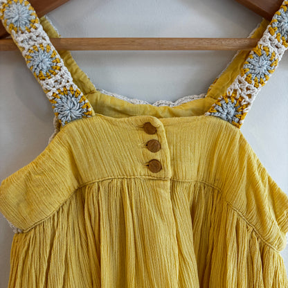 Yellow Gauze & Crochet Dress (4-5Y)