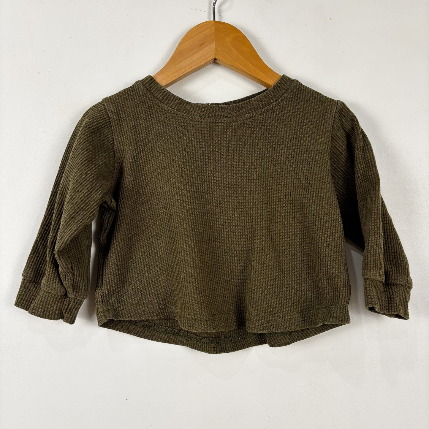 Green Waffle Long Sleeve Shirt (12-18M)