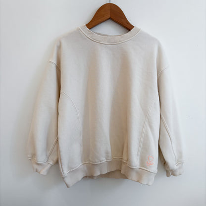 Cream Sweatshirt w/ Embroidered Flower (5Y)