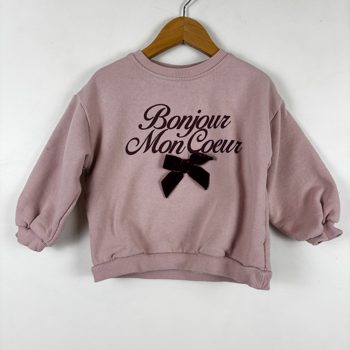 Bonjour Velvet Bow Sweatshirt (3Y)