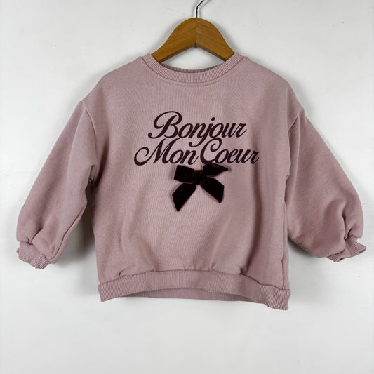Bonjour Velvet Bow Sweatshirt (3Y)