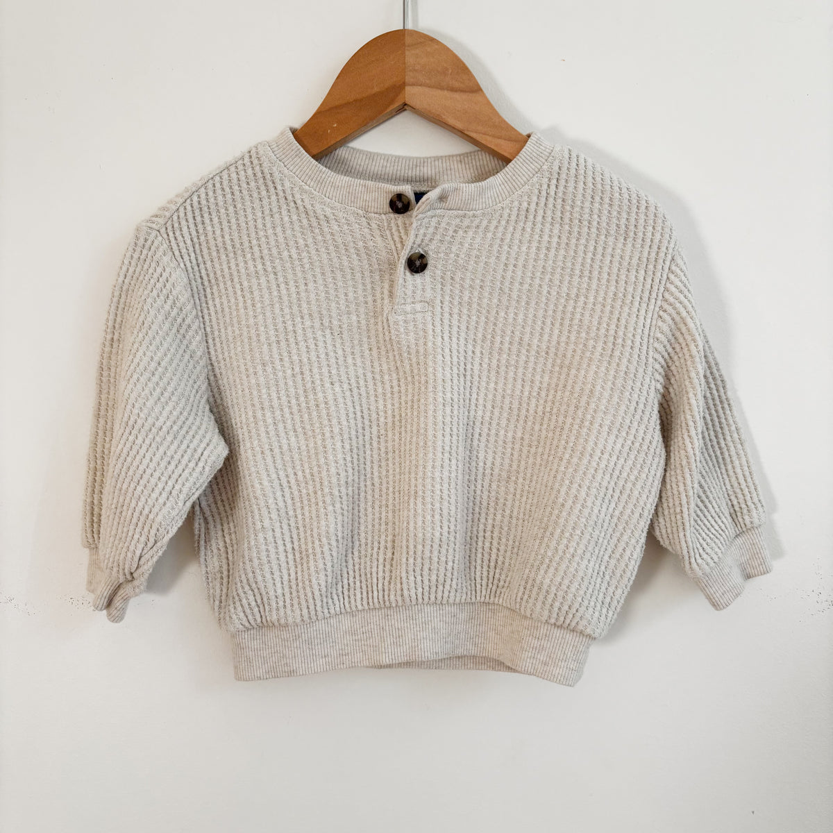 Cream Waffle Knit Shirt (6-12M)