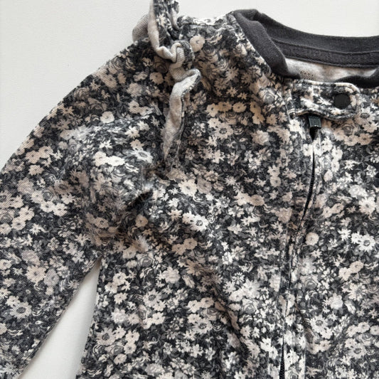 Grey Floral Organic Cotton Sleeper (3-6M)