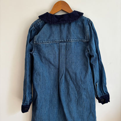 Denim Dress with Corduroy Heart Pockets (8Y)