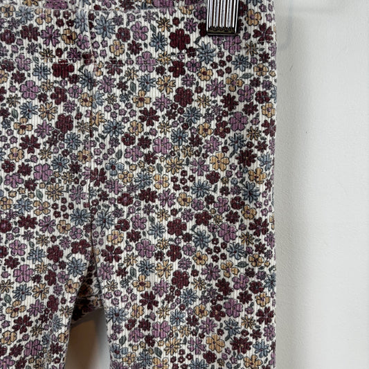 Purple Floral Ribbed Leggings (5Y)