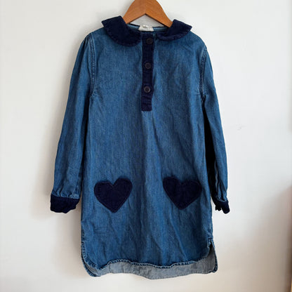 Denim Dress with Corduroy Heart Pockets (8Y)