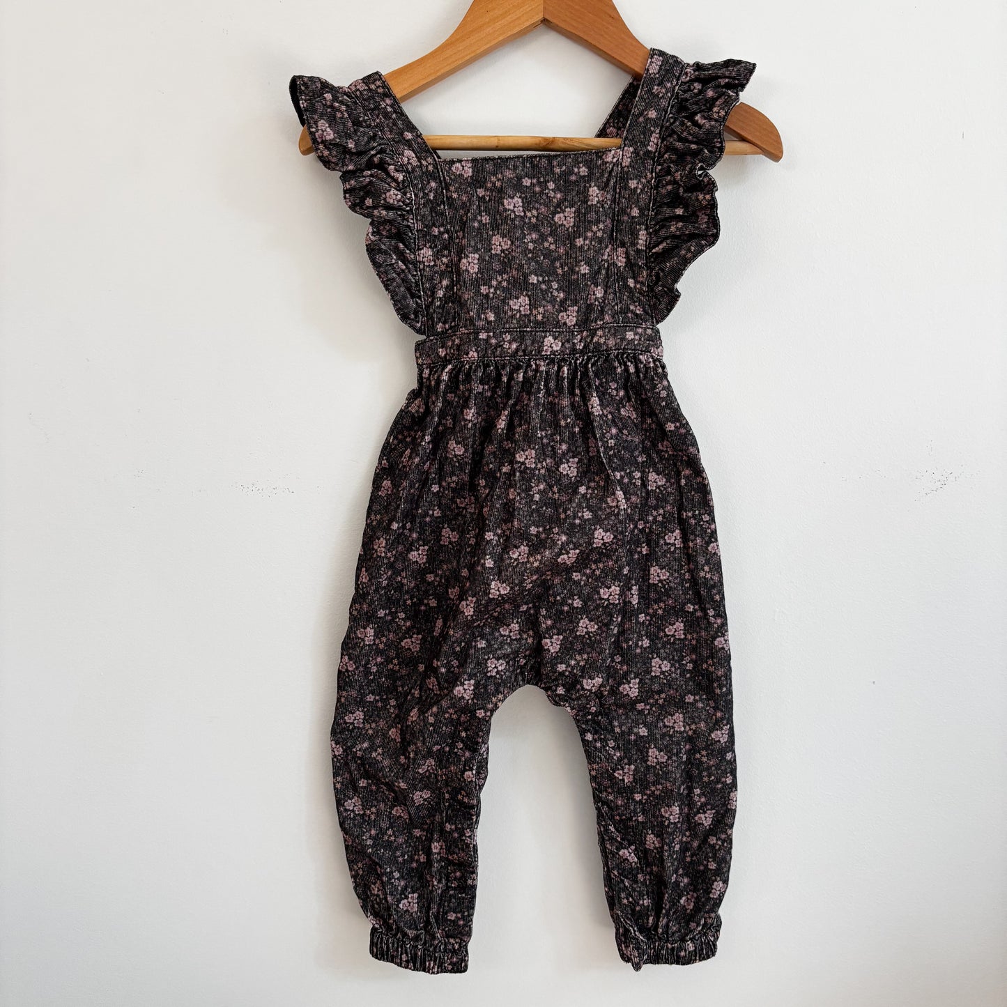 Fine Corduroy Floral Overalls (6-12M)