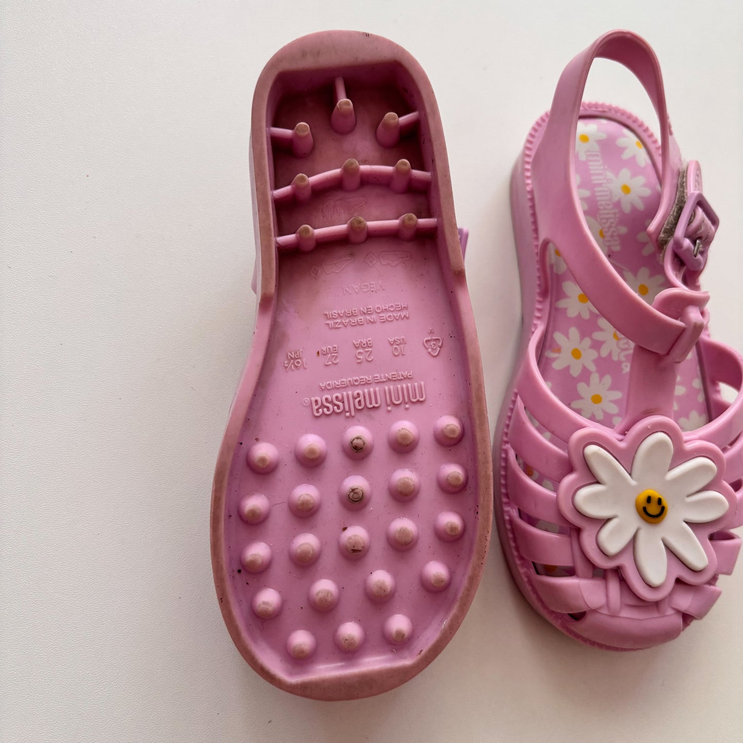 Pink Rubber Daisy Sandals (10C)