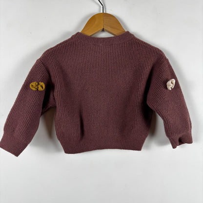 Burgundy Bow Sweater (6-9M)