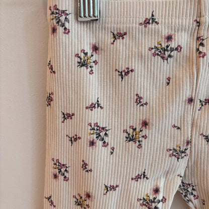 Cream Floral Ribbed Leggings (4Y)