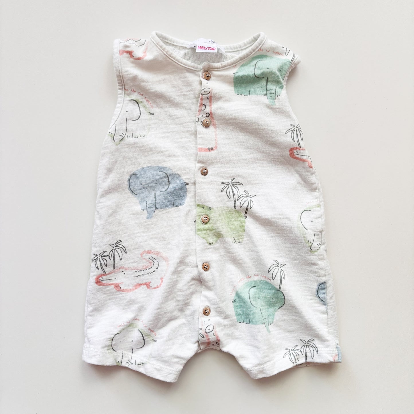 Jungle Print Sleeveless Romper (3-6M)