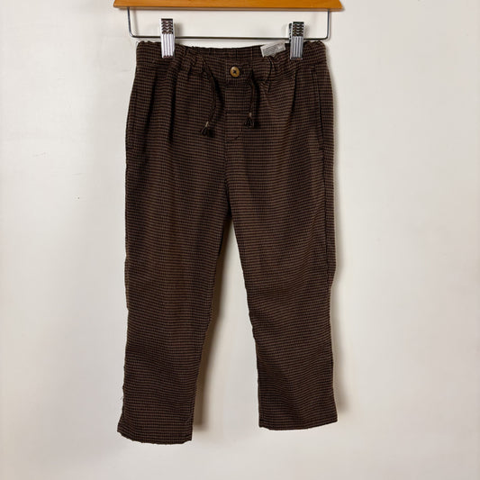 Chocolate Brown Flannel Houndstooth Trousers (3T)