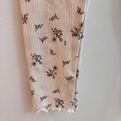 Cream Floral Ribbed Leggings (4Y)
