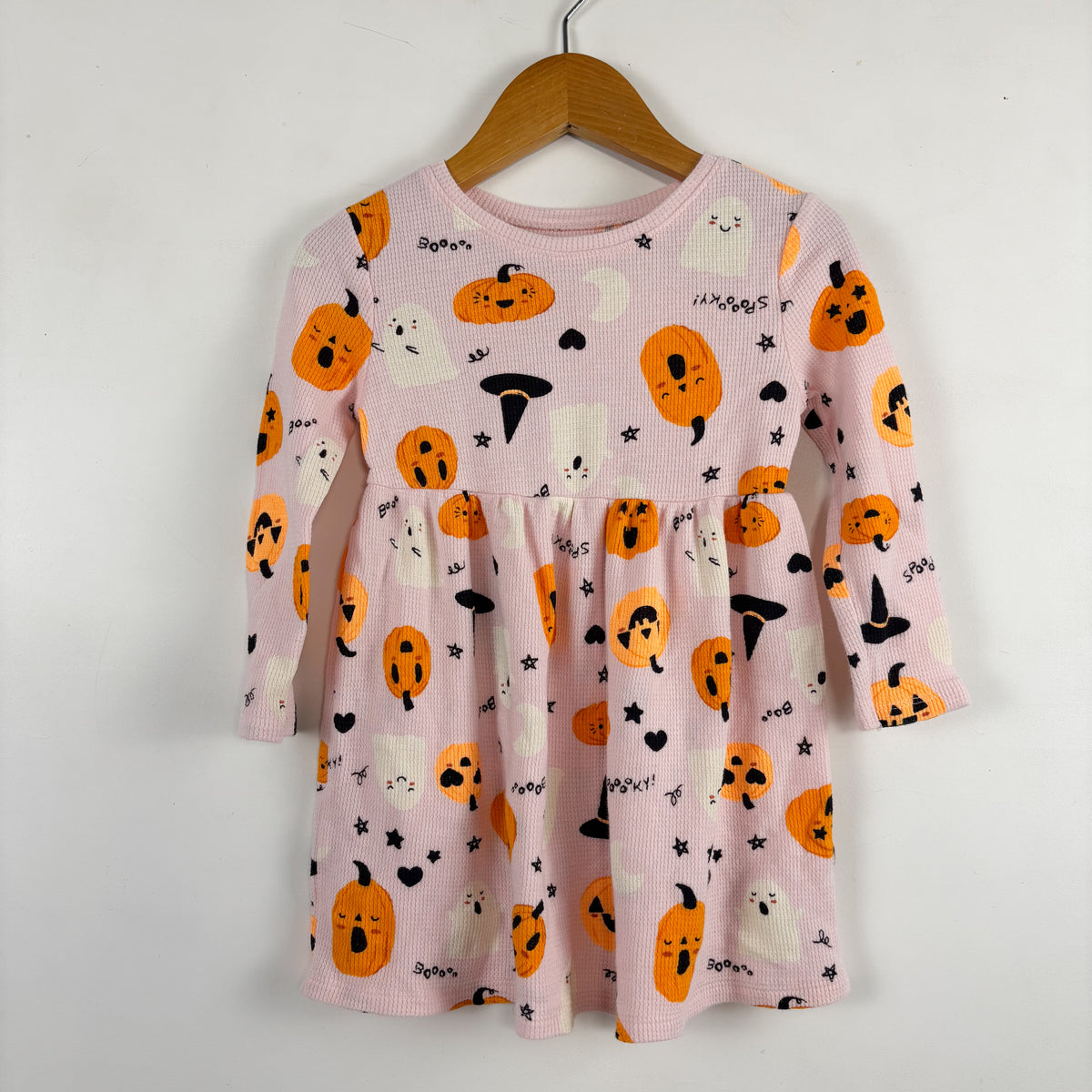 Waffle Knit Halloween Print Dress (2T)