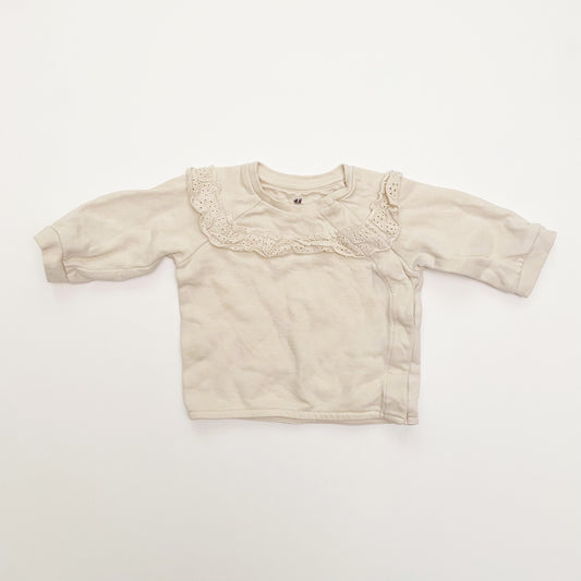 Lace Ruffle Crewneck Sweatshirt (0-3M)