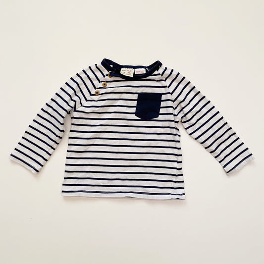 White + Navy Long Sleeve Shirt