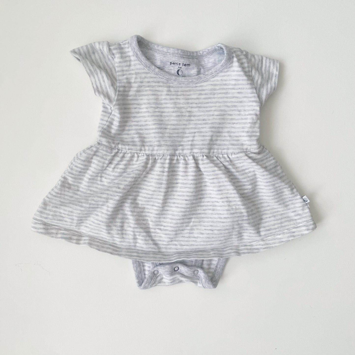 Grey Striped Peplum Bodysuit