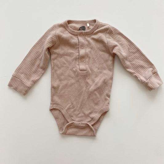 Tan Ribbed Long Sleeve Bodysuit