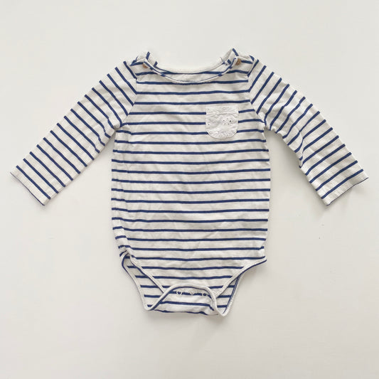 Striped Bodysuit with Lace Pocket