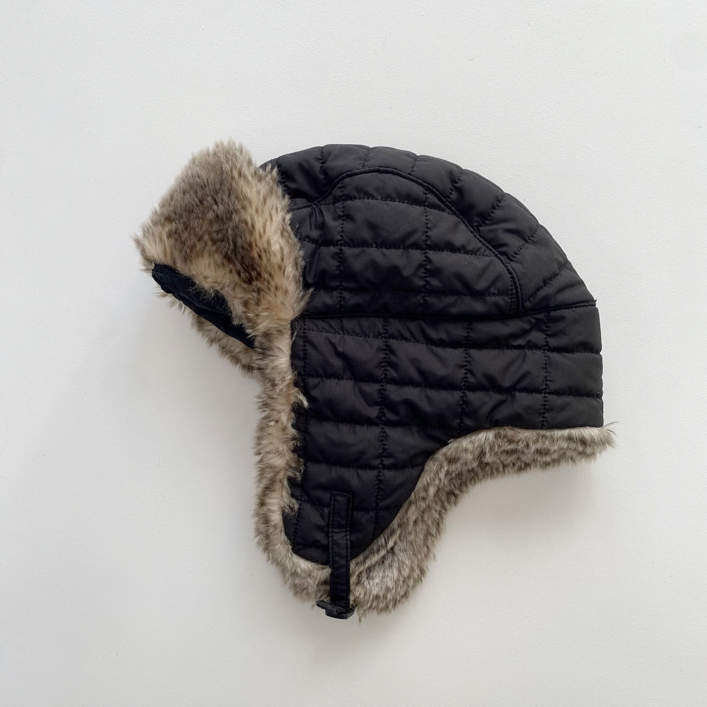 Black Quilted Trapper Hat