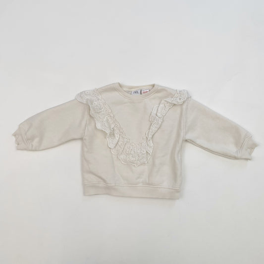 Cream Ruffle Sweatshirt