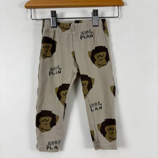 Monkey Print Ribbed Leggings (12-18M)