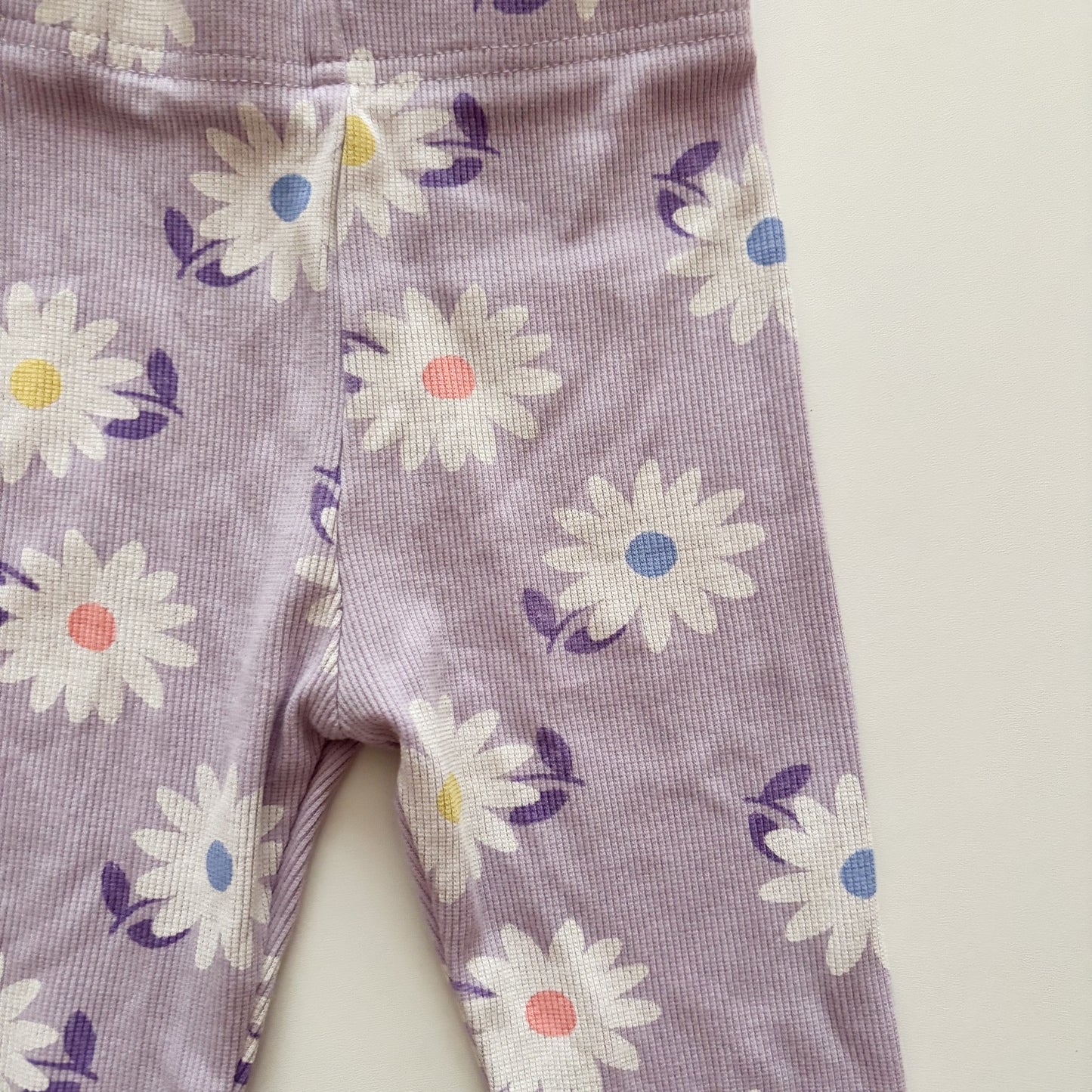 Purple Floral Ribbed Leggings (3T)
