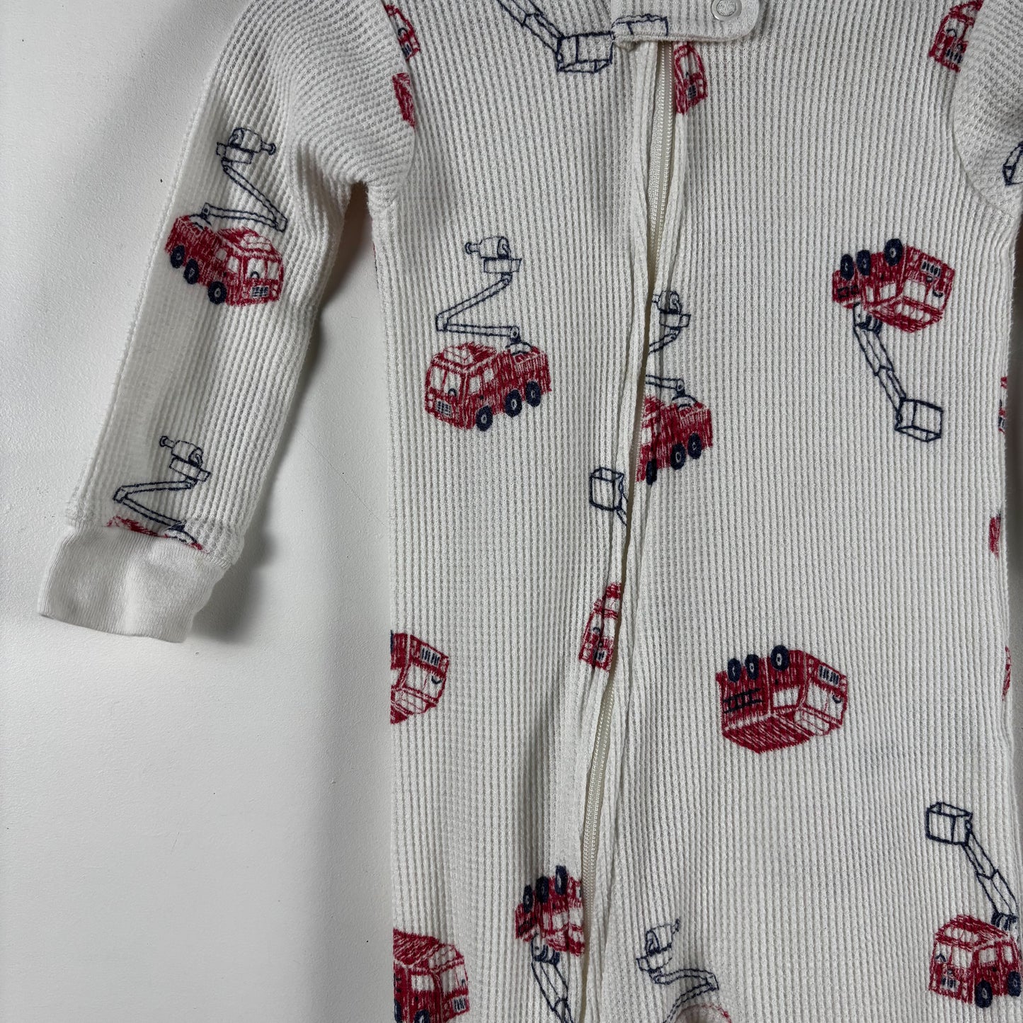 Waffle Knit Firetruck Sleepers (9-12M)