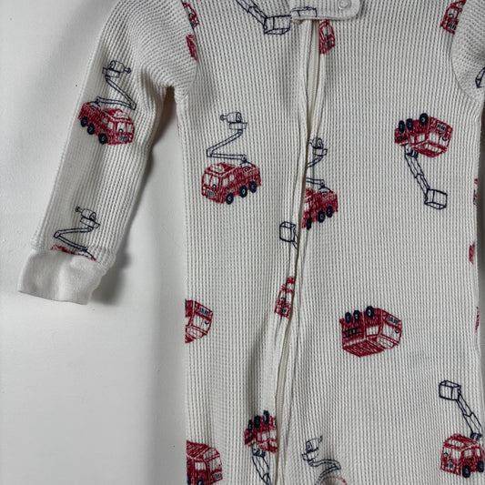 Waffle Knit Firetruck Sleepers (9-12M)