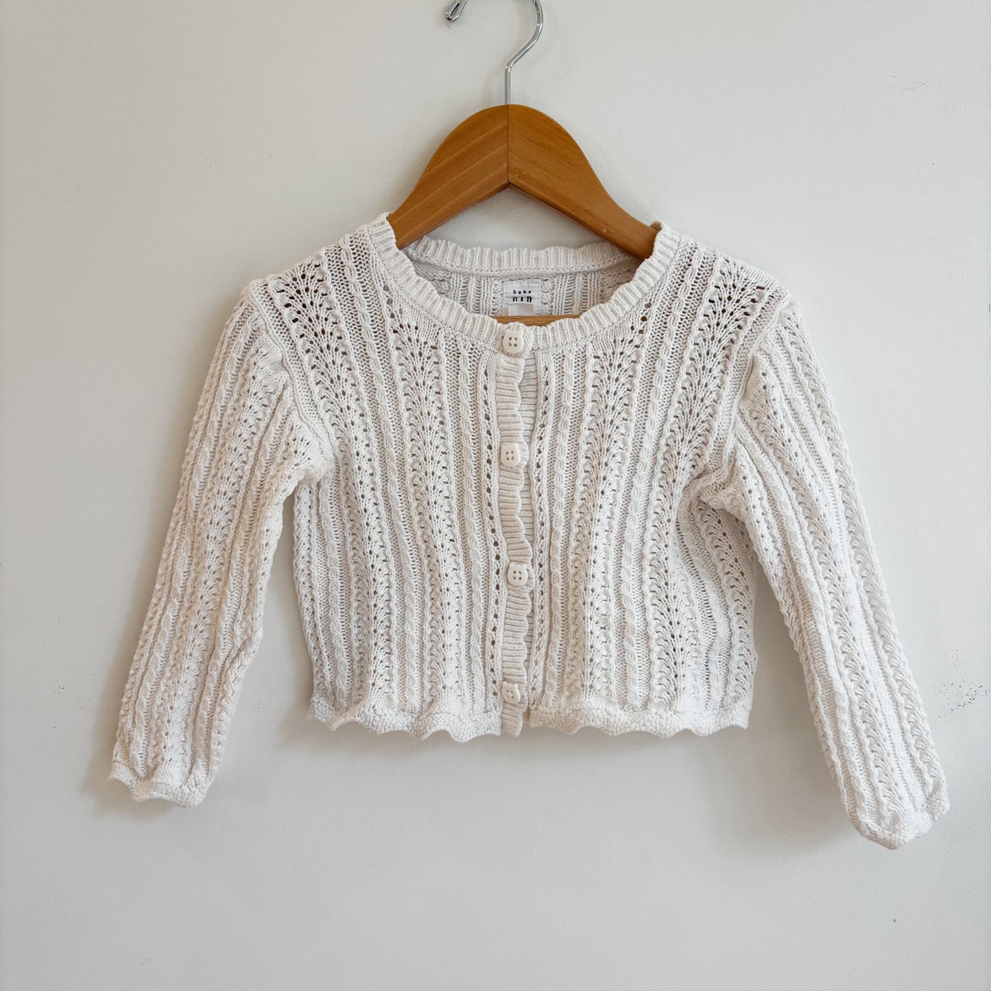 White Cotton Cardigan with Bear Buttons (18-24M)