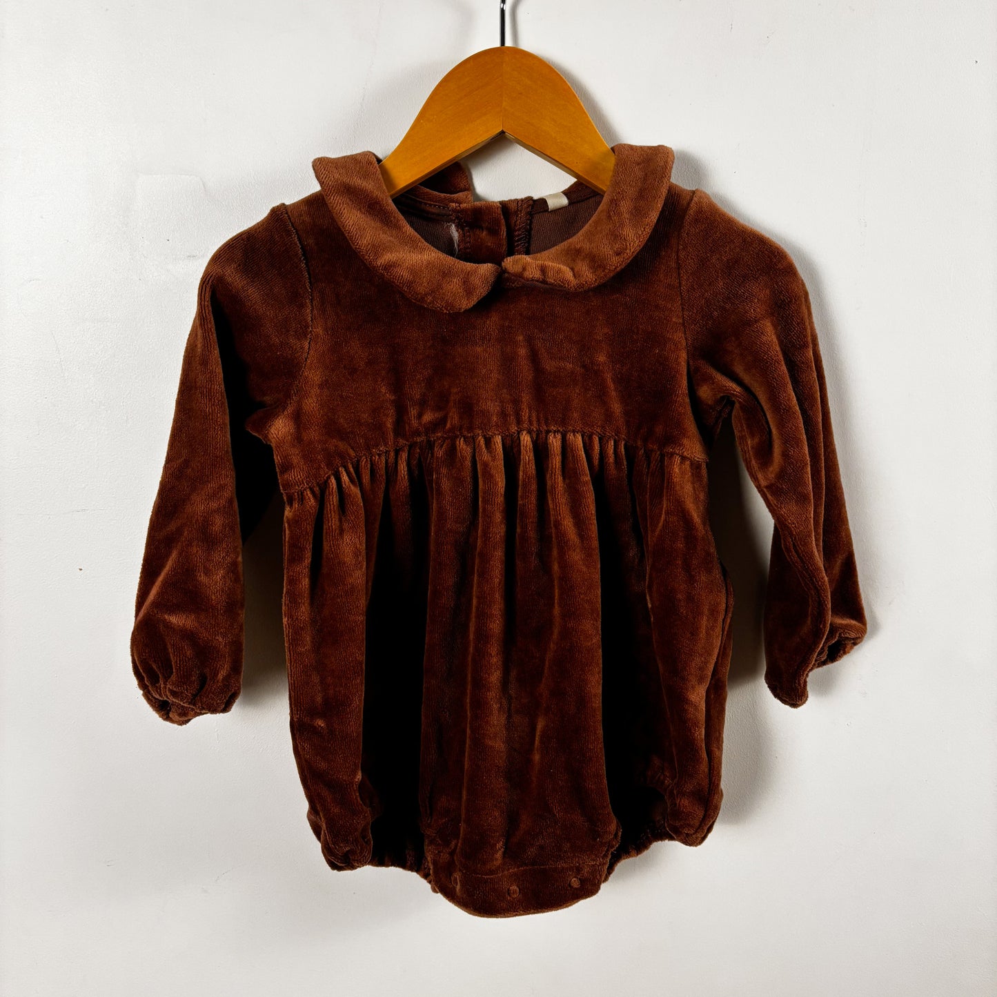 Chocolate Brown Velvet Romper (12-18M)
